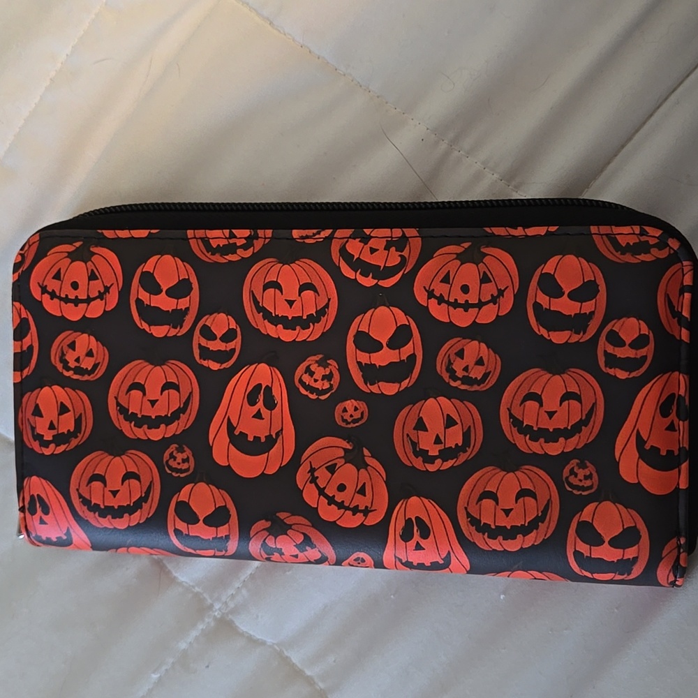 Halloween Themed Black and Orange Pumpkin Wallet